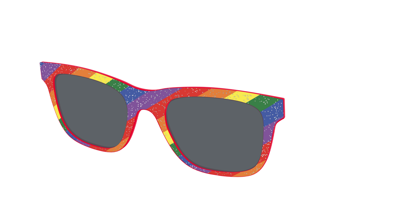 The Polarized Traditional Pride Flag Glitter Sun Top - Angle Top Image - Pair Eyewear