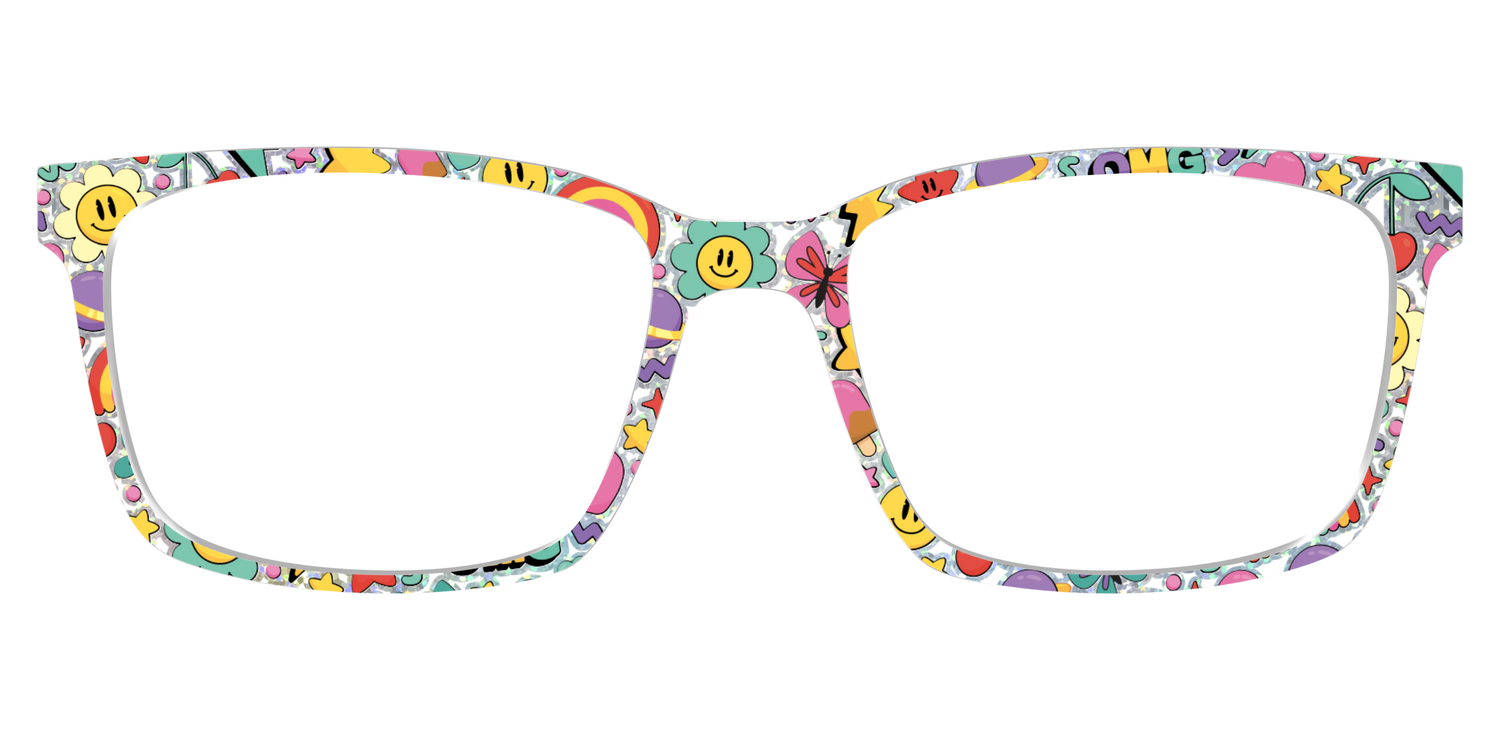 The Funky Foil Stickers - Lifestyle Kirby Top Image - Pair Eyewear