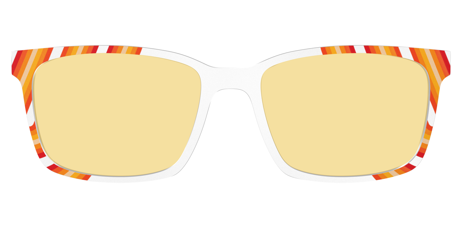 The Groovy Stripes with Citrine Yellow Lens - Lifestyle Kirby Top Image - Pair Eyewear