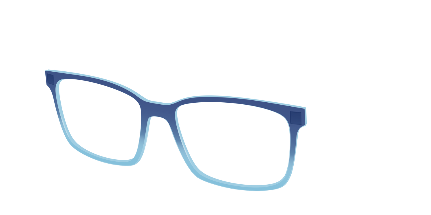 The Indigo to Sky Blue Gradient Crystal - Angle Top Image - Pair Eyewear