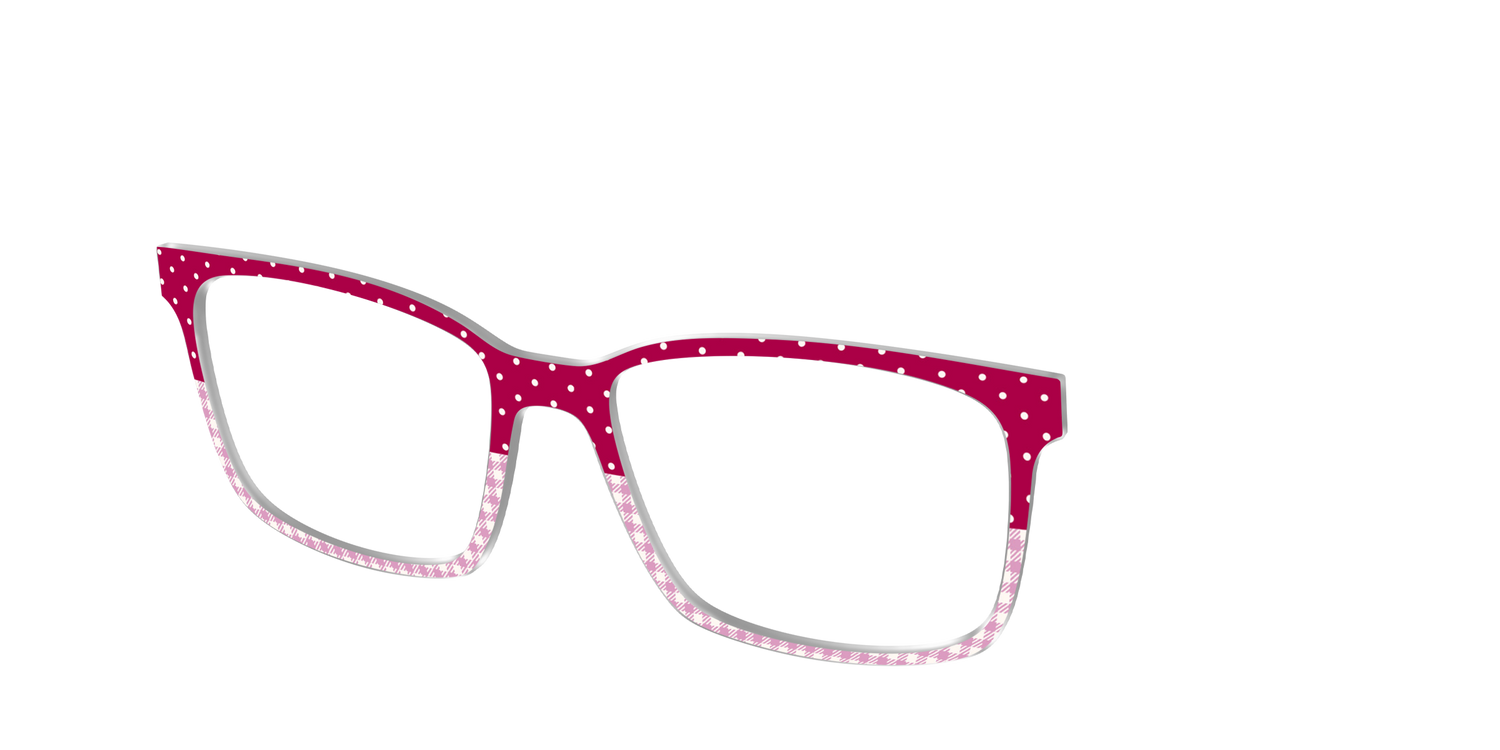 The Raspberry Pin Dot Split - Angle Top Image - Pair Eyewear