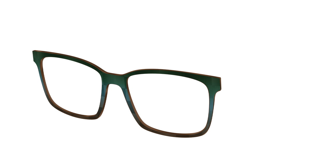 The Teal to Walnut Matte Check - Angle Top Image - Pair Eyewear