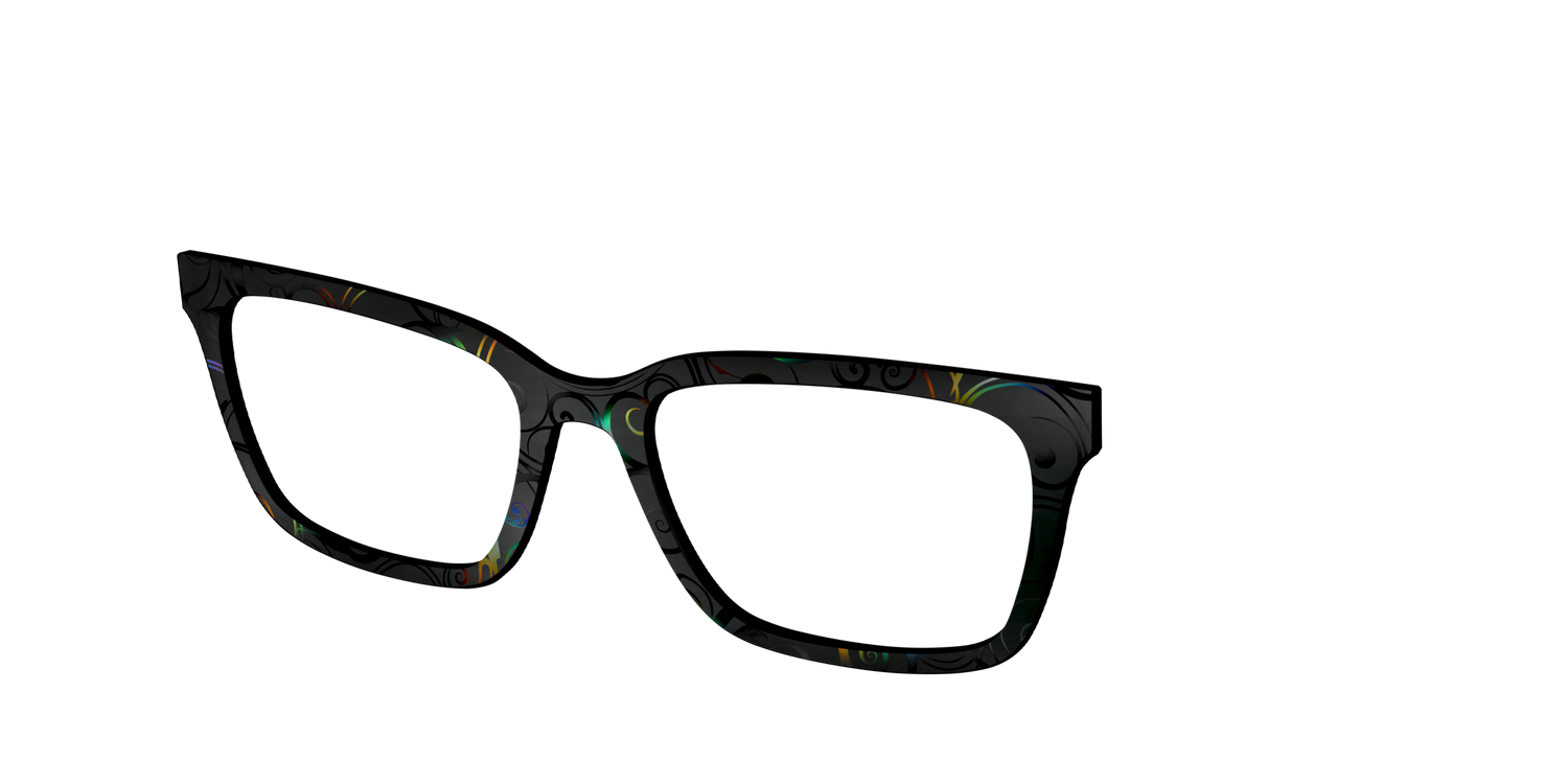 The Black Holographic Scrolls - Angle Top Image - Pair Eyewear