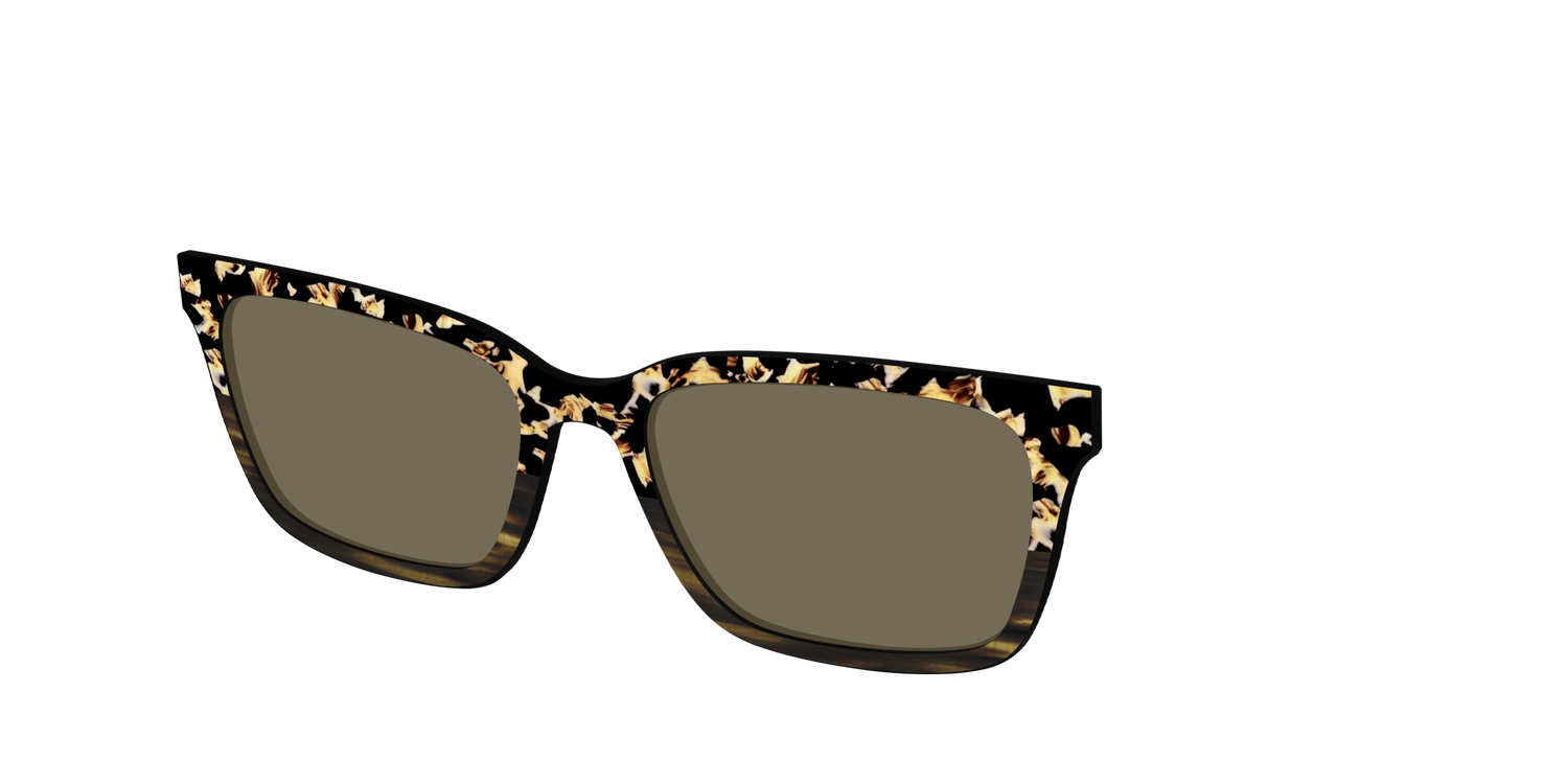 The Polarized Caramel Tortoise Horn Split Sun Top - Angle Top Image - Pair Eyewear