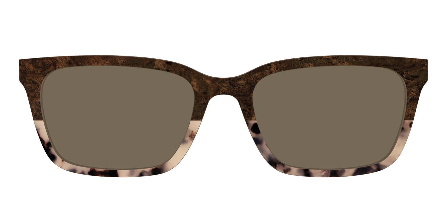 The Polarized Dark Oak Tortoise Split Sun Top - Front Top Image - Pair Eyewear
