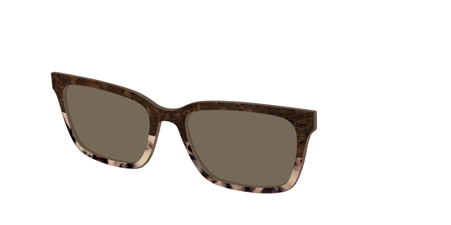 The Polarized Dark Oak Tortoise Split Sun Top - Angle Top Image - Pair Eyewear