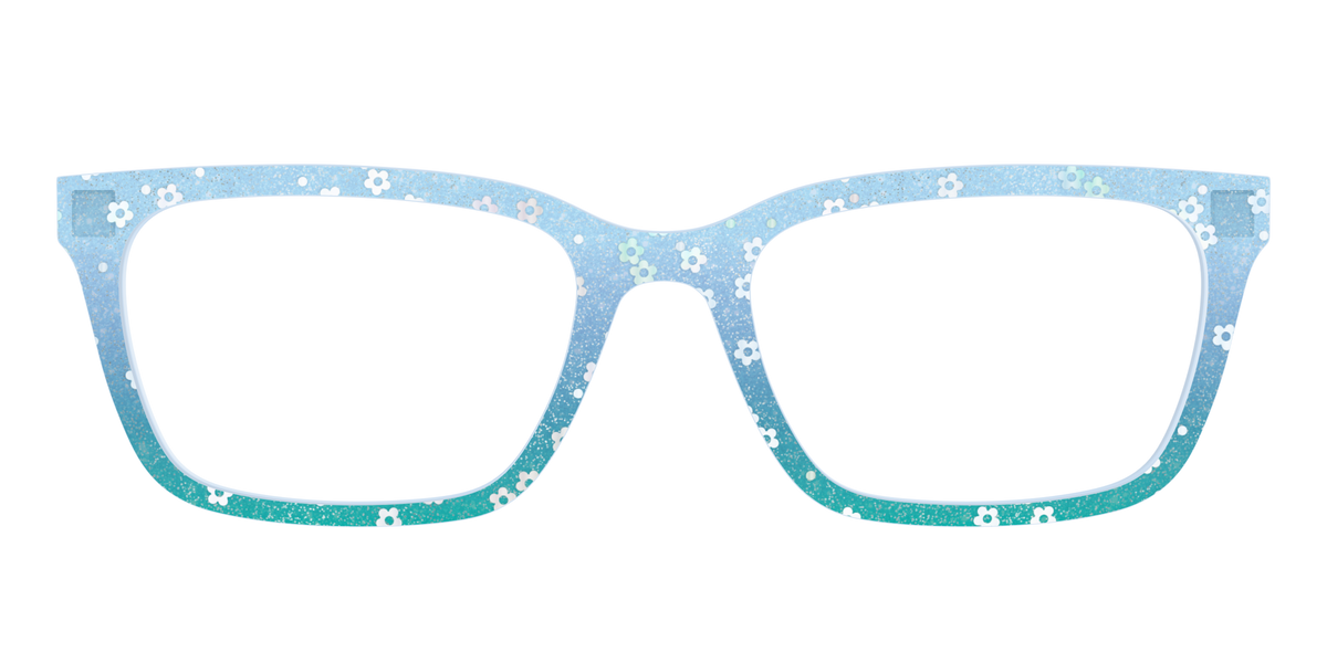 The Sky Blue Crystal with Daisy Glitter - Front Top Image - Pair Eyewear