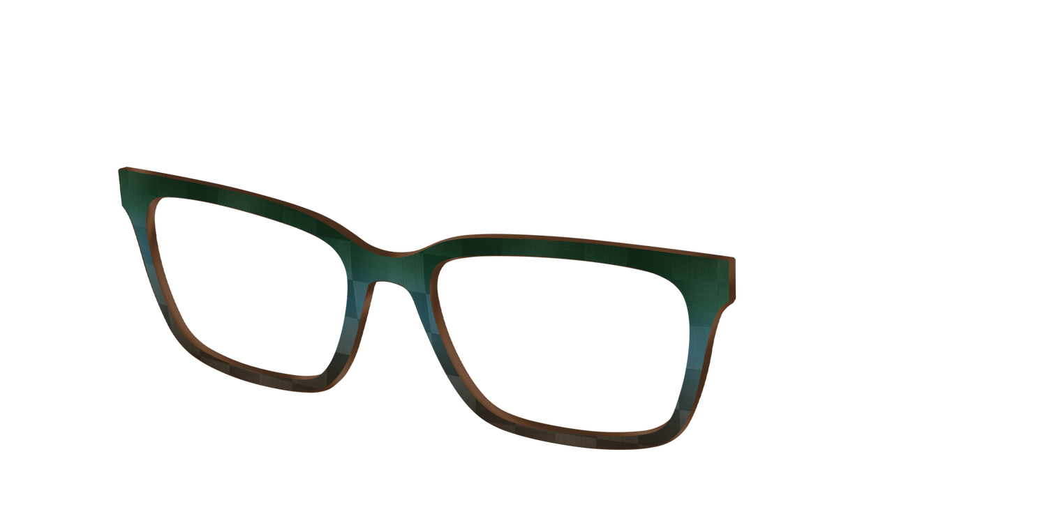 The Teal to Walnut Matte Check - Angle Top Image - Pair Eyewear