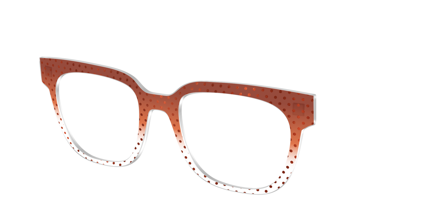 The Inferno Orange Gradient Crystal Polka Dots - Angle Top Image - Pair Eyewear
