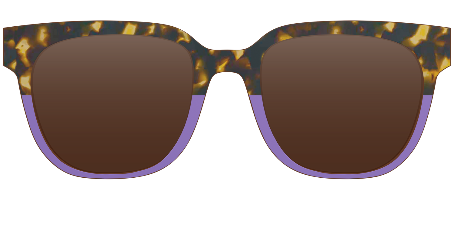 The Polarized Lavender Tortoise Split Sun Top - Front Top Image - Pair Eyewear