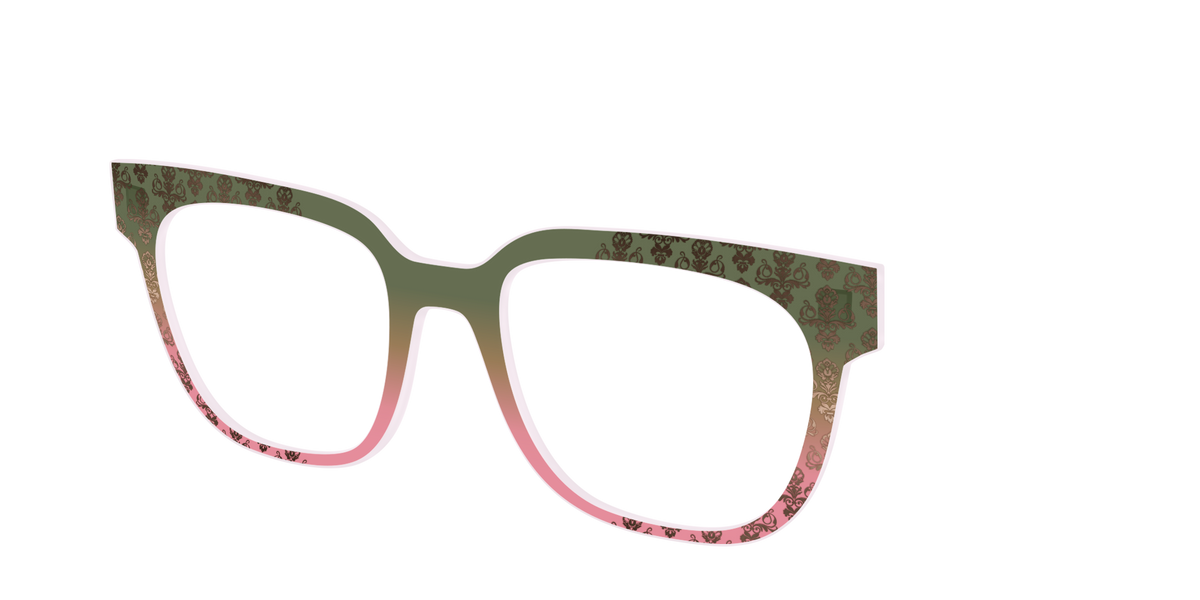 The Olive to Rose Trellis with Champagne Foil - Angle Top Image - Pair Eyewear