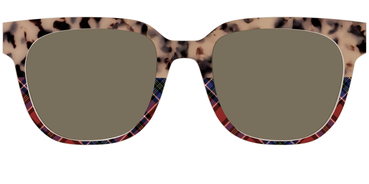 The Polarized Cookie Dough Tortoise & Plaid Split Sun Top - Front Top Image - Pair Eyewear