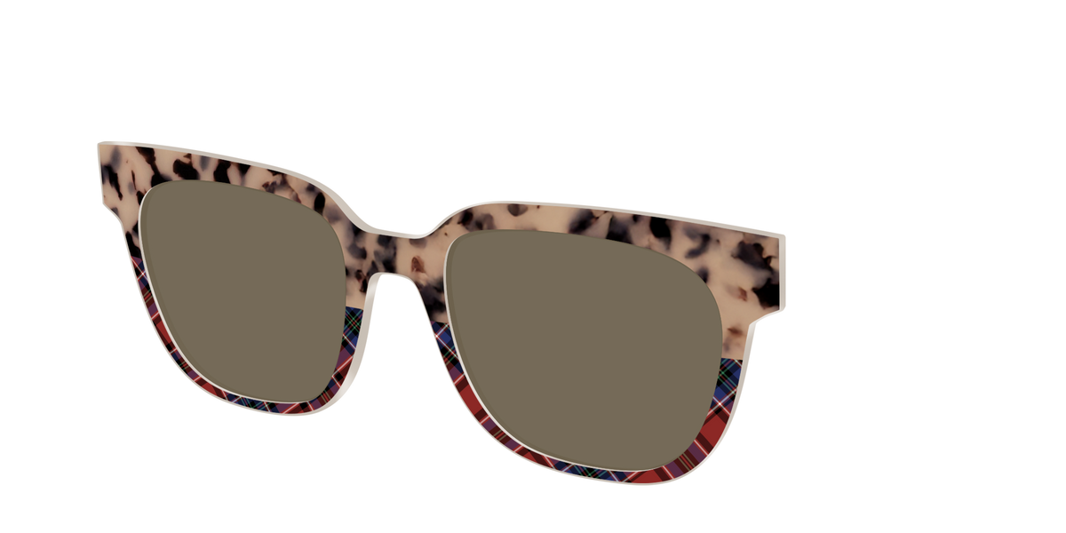 The Polarized Cookie Dough Tortoise & Plaid Split Sun Top - Angle Top Image - Pair Eyewear