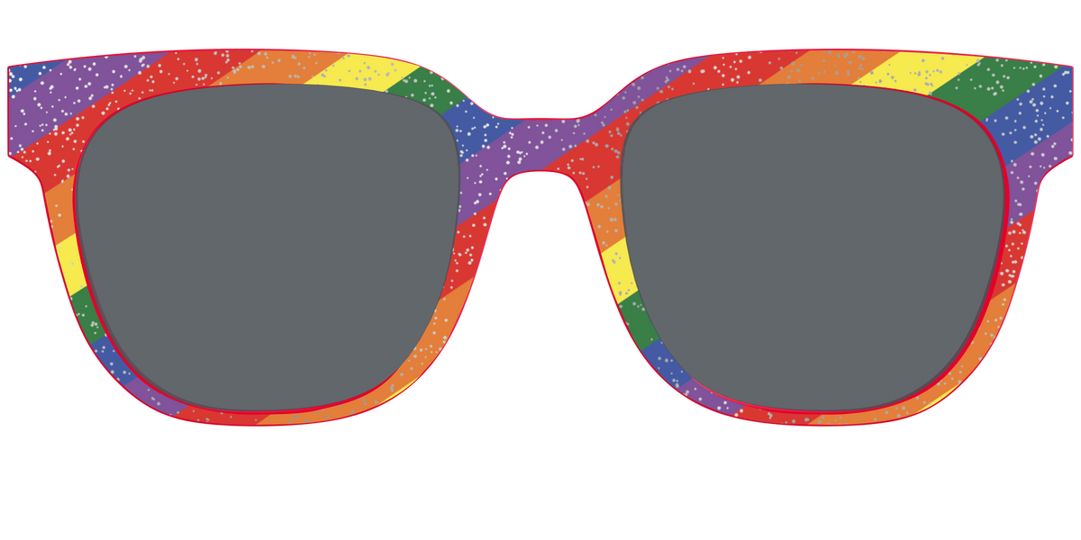 The Polarized Traditional Pride Flag Glitter Sun Top - Front Top Image - Pair Eyewear