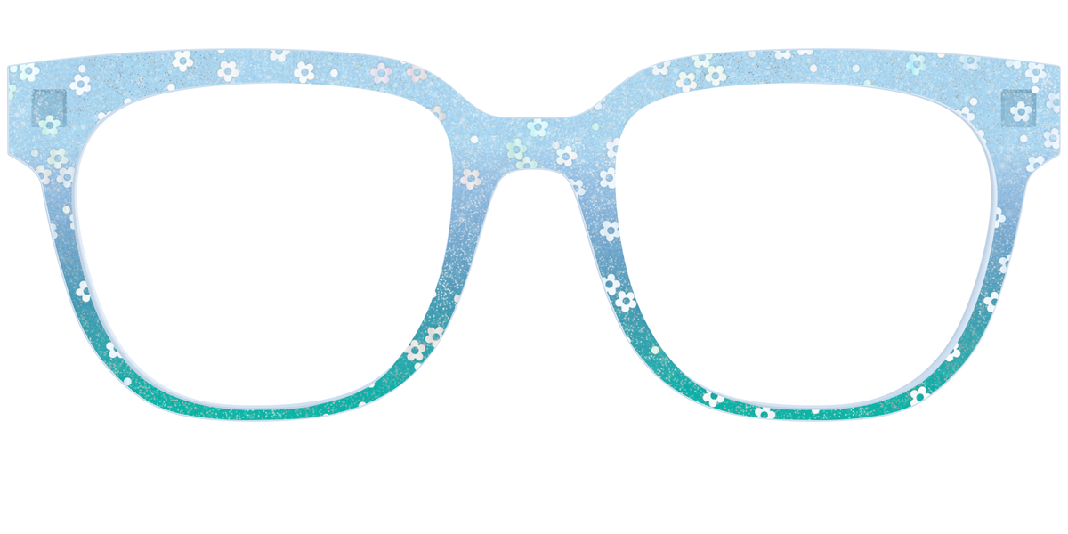 The Sky Blue Crystal with Daisy Glitter - Front Top Image - Pair Eyewear