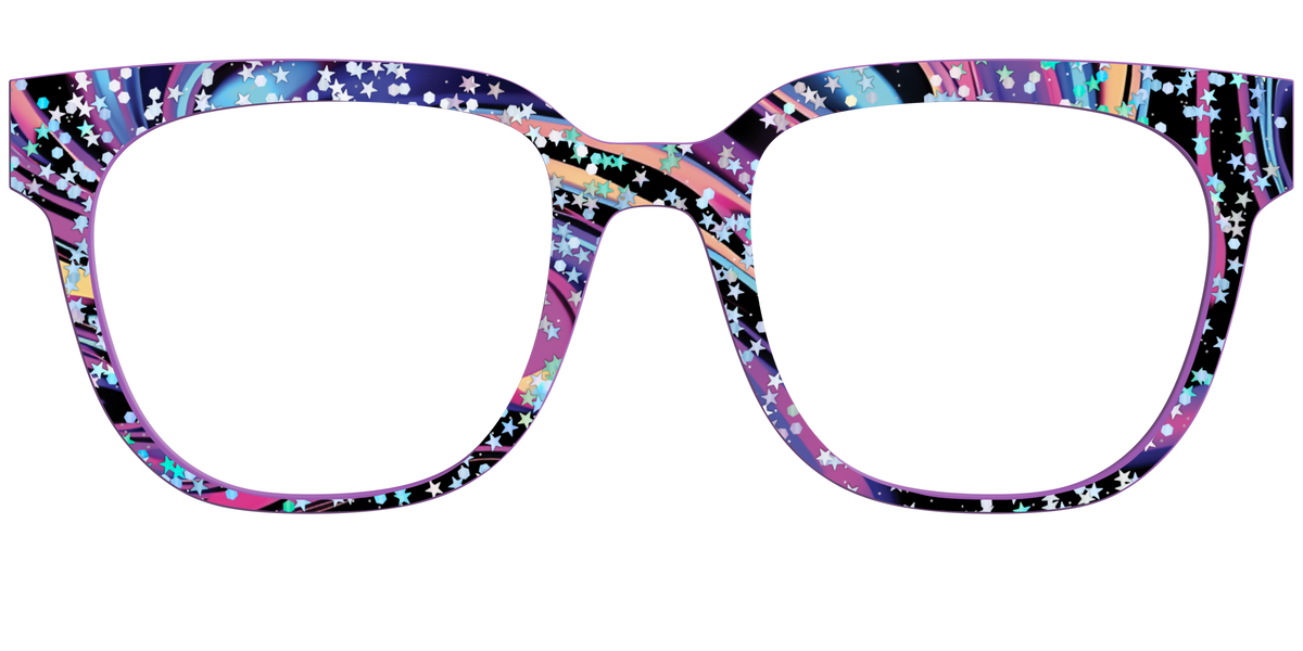 The Vaporwave Marble with Star Glitter - Front Top Image - Pair Eyewear
