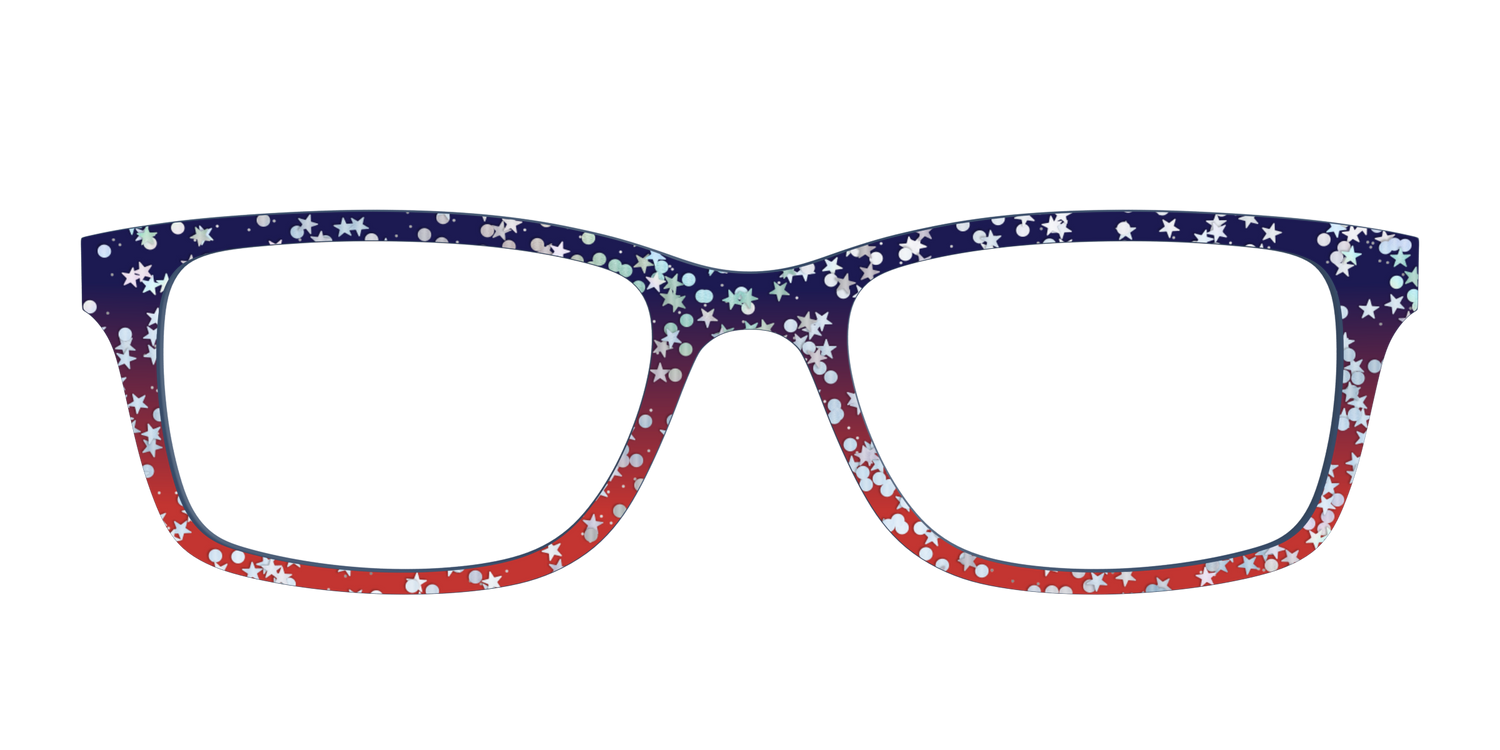 The Navy to Scarlet Gradient with Star Glitter - Front Top Image - Pair Eyewear