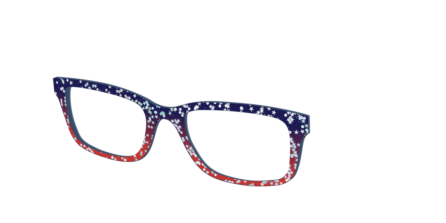 The Navy to Scarlet Gradient with Star Glitter - Angle Top Image - Pair Eyewear