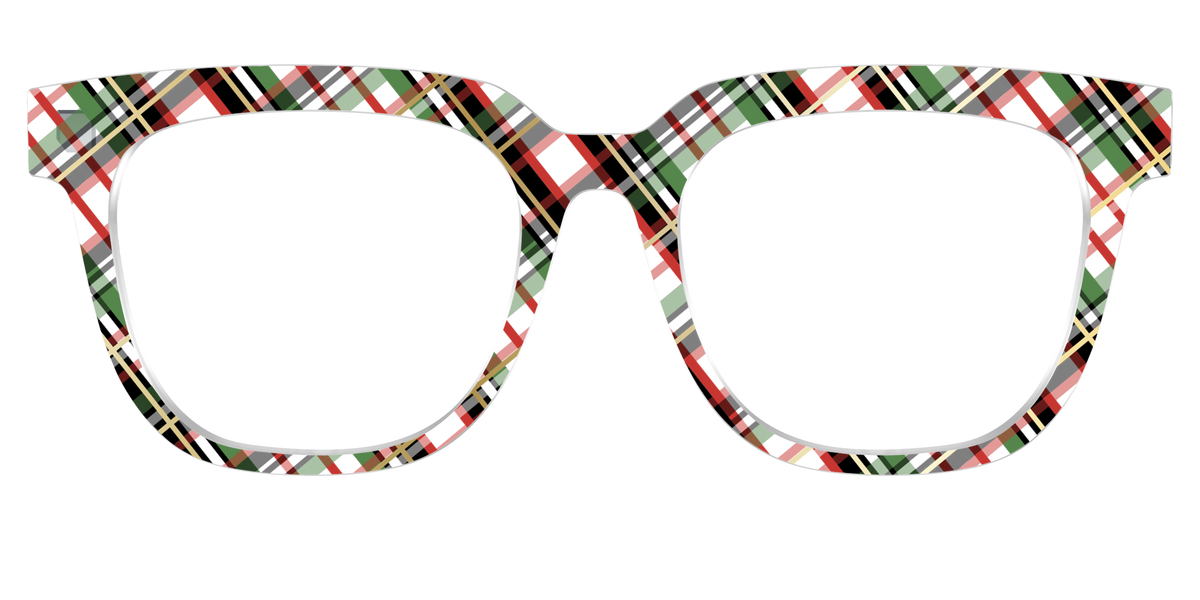 The Evergreen Plaid with Foil Crystal - Front Top Image - Pair Eyewear