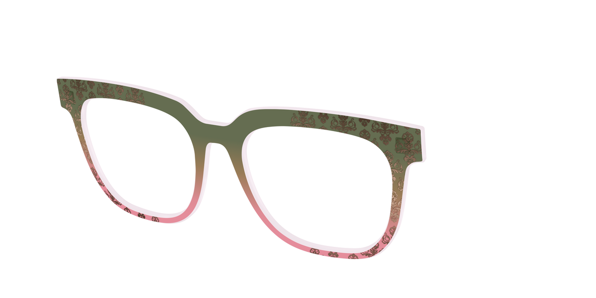 The Olive to Rose Trellis with Champagne Foil - Angle Top Image - Pair Eyewear