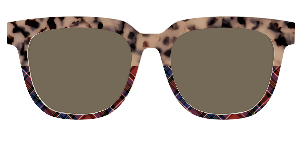 The Polarized Cookie Dough Tortoise & Plaid Split Sun Top - Front Top Image - Pair Eyewear