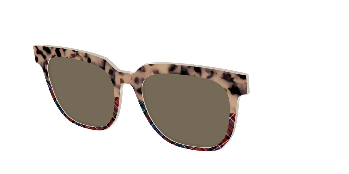 The Polarized Cookie Dough Tortoise & Plaid Split Sun Top - Angle Top Image - Pair Eyewear