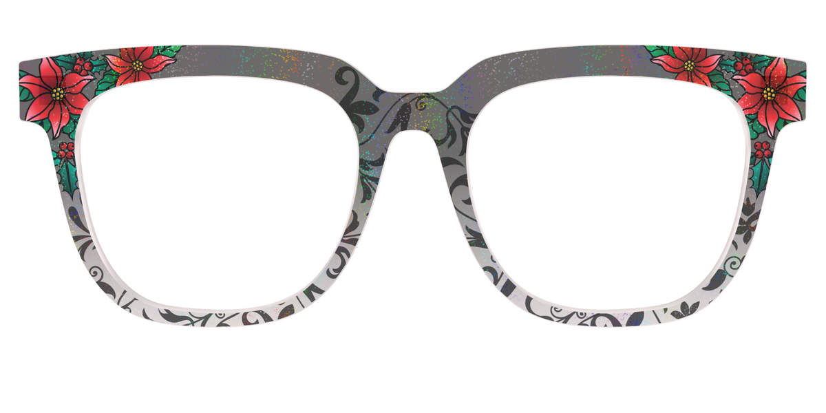 The Romantic Poinsettia Holographic Crystal - Front Top Image - Pair Eyewear
