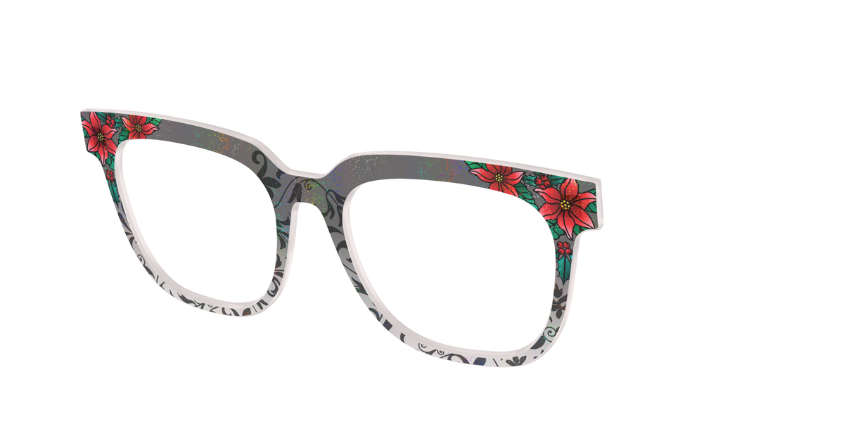 The Romantic Poinsettia Holographic Crystal - Angle Top Image - Pair Eyewear