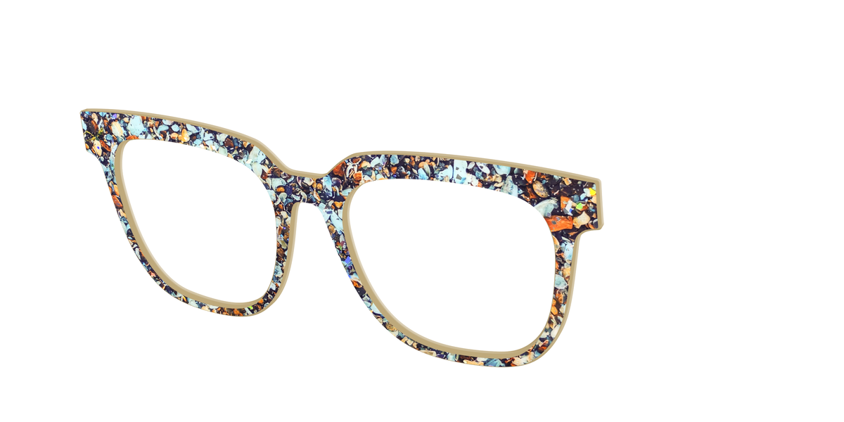 The Seashell Tortoise with Holographic Glitter - Angle Top Image - Pair Eyewear
