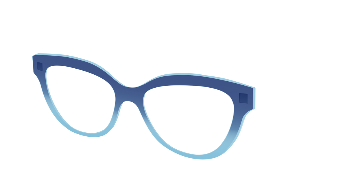 The Indigo to Sky Blue Gradient Crystal - Angle Top Image - Pair Eyewear