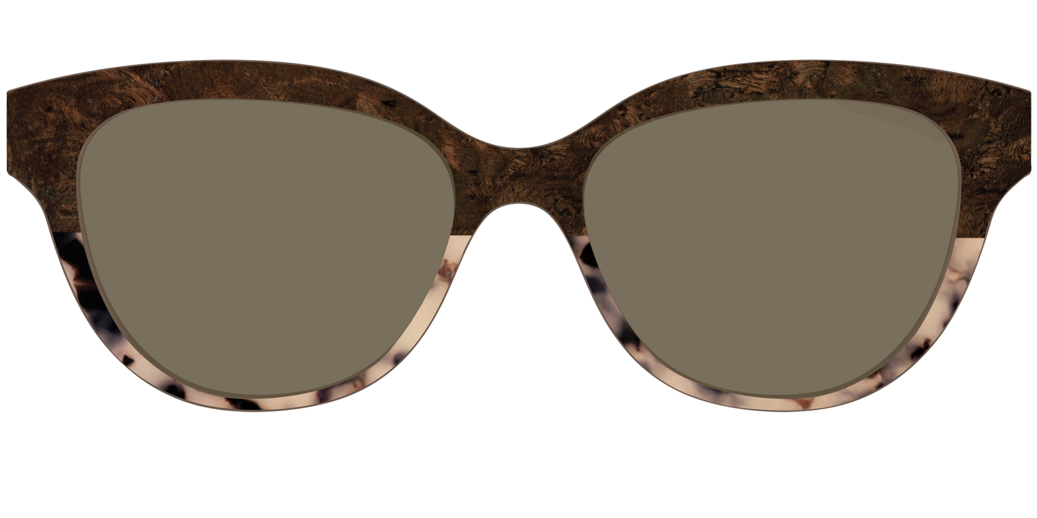The Polarized Dark Oak Tortoise Split Sun Top - Front Top Image - Pair Eyewear