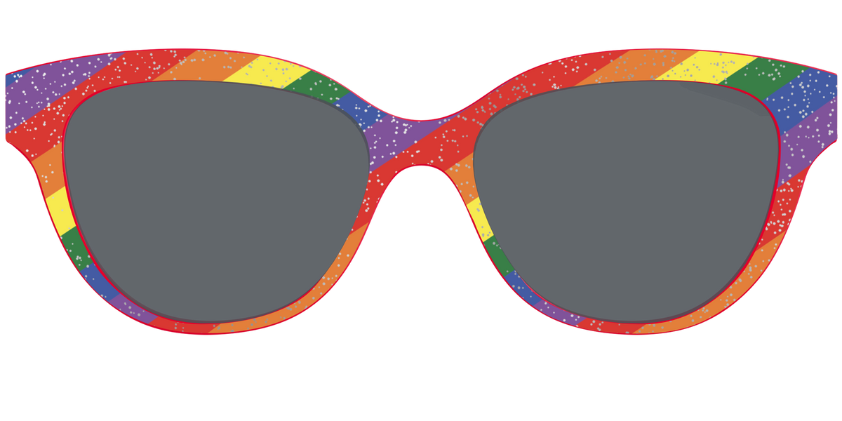 The Polarized Traditional Pride Flag Glitter Sun Top - Front Top Image - Pair Eyewear