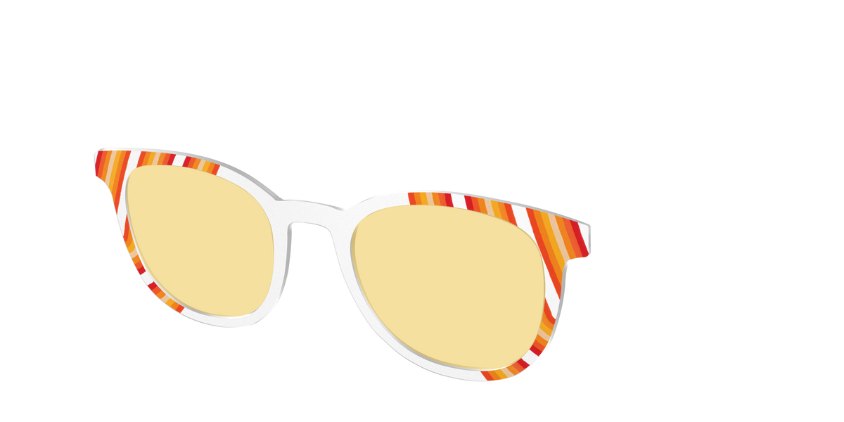 The Groovy Stripes with Citrine Yellow Lens - Angle Top Image - Pair Eyewear
