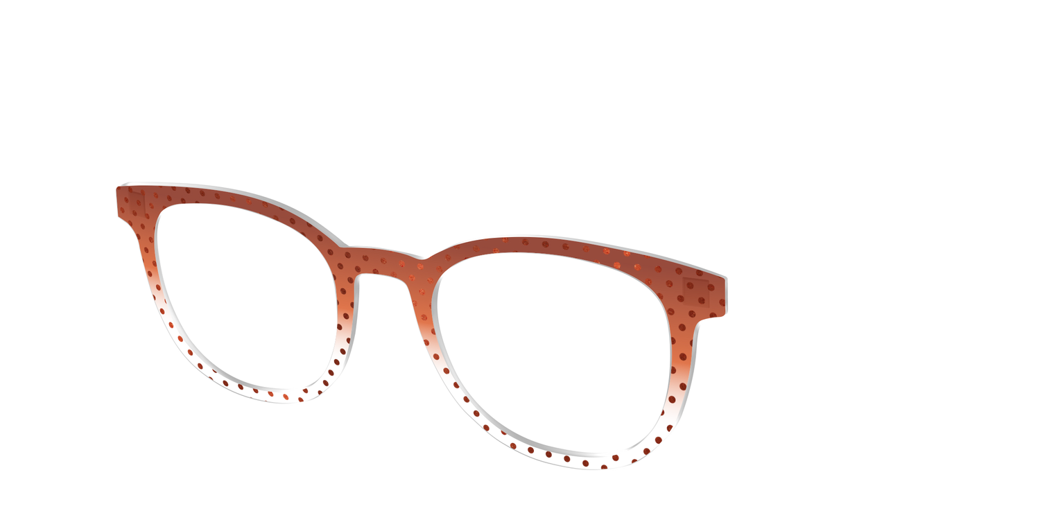 The Inferno Orange Gradient Crystal Polka Dots - Angle Top Image - Pair Eyewear