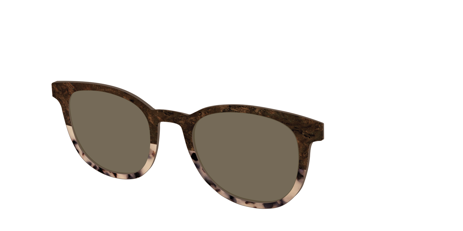 The Polarized Dark Oak Tortoise Split Sun Top - Angle Top Image - Pair Eyewear