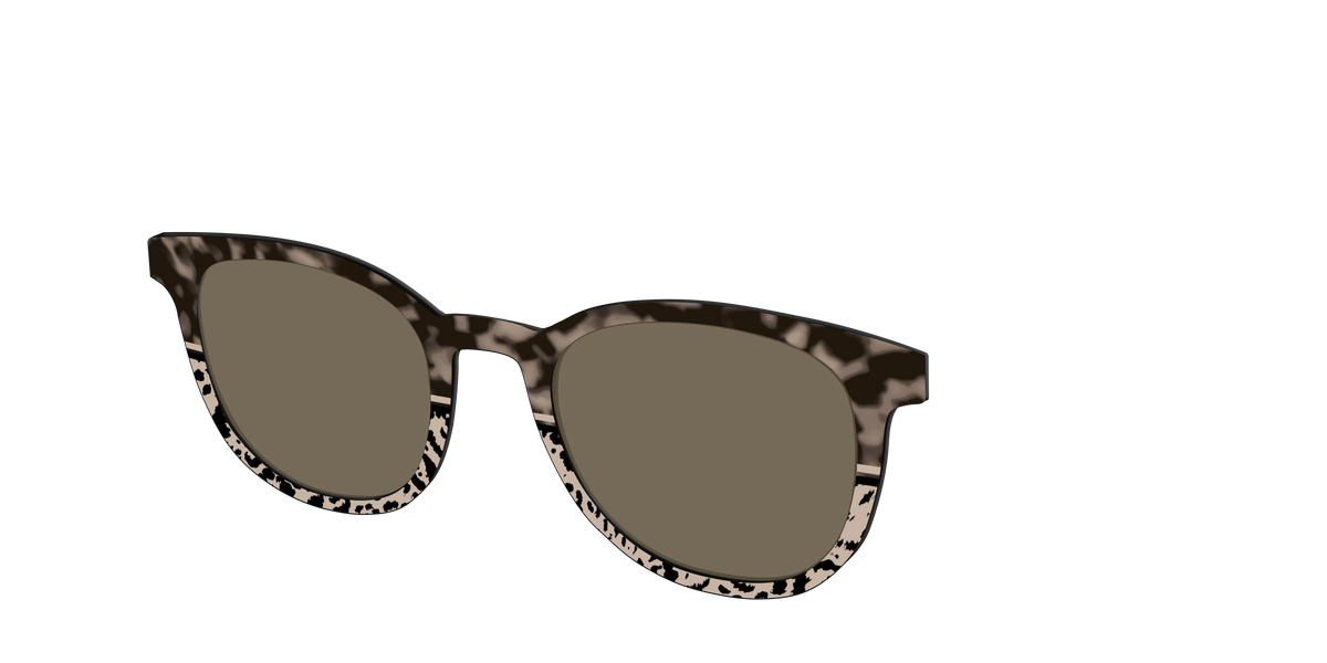 The Polarized Ink Blot Tortoise Split Sun Top - Angle Top Image - Pair Eyewear
