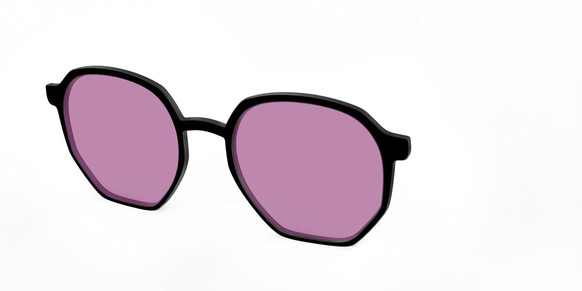 The Black with Pink Racquet Sport lens - Angle Top Image - Pair Eyewear