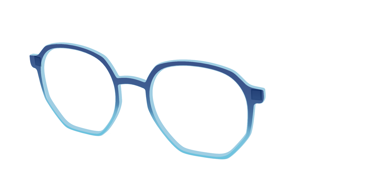 The Indigo to Sky Blue Gradient Crystal - Angle Top Image - Pair Eyewear