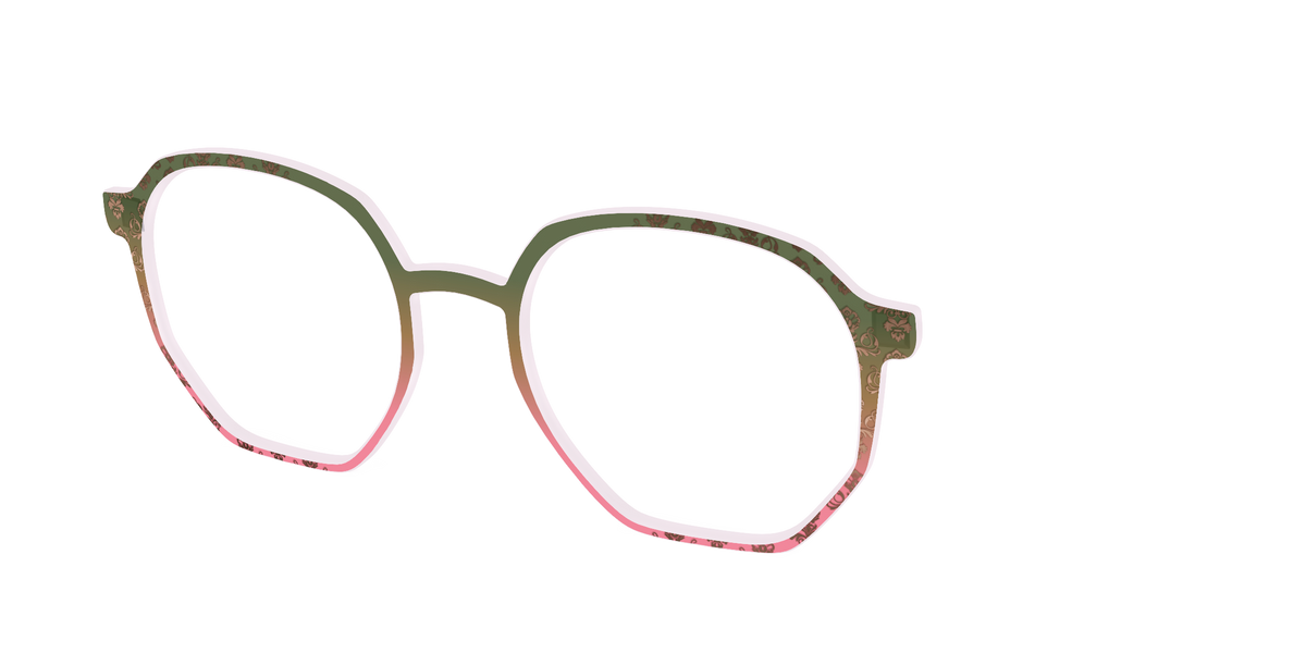 The Olive to Rose Trellis with Champagne Foil - Angle Top Image - Pair Eyewear