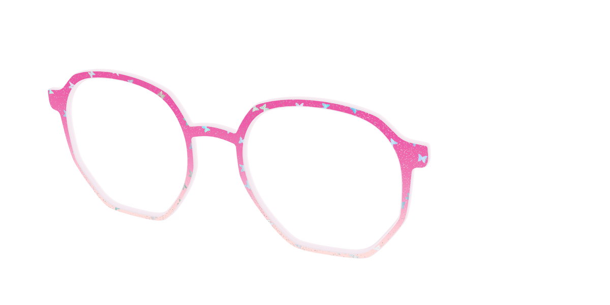 The Pink Butterfly Sparkle Crystal - Angle Top Image - Pair Eyewear