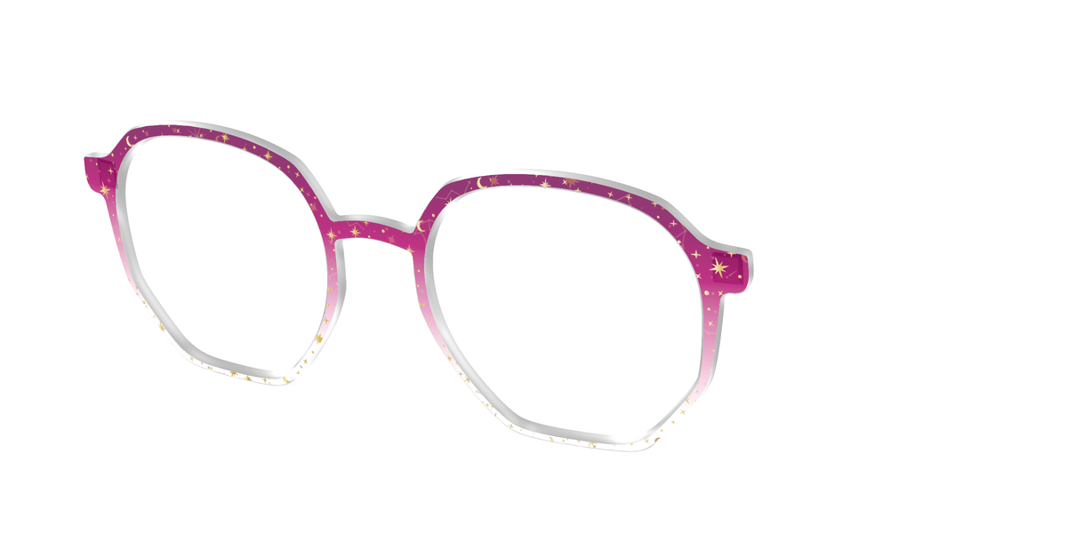 The Pink Ombre Gold Foil Crystal - Angle Top Image - Pair Eyewear