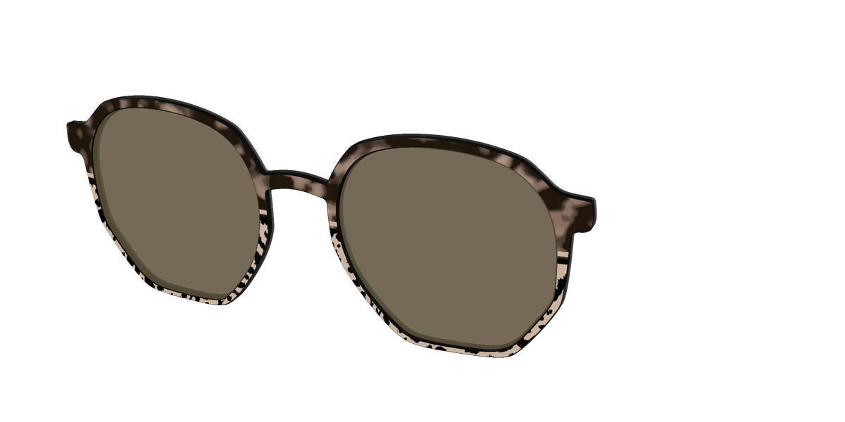The Polarized Ink Blot Tortoise Split Sun Top - Angle Top Image - Pair Eyewear