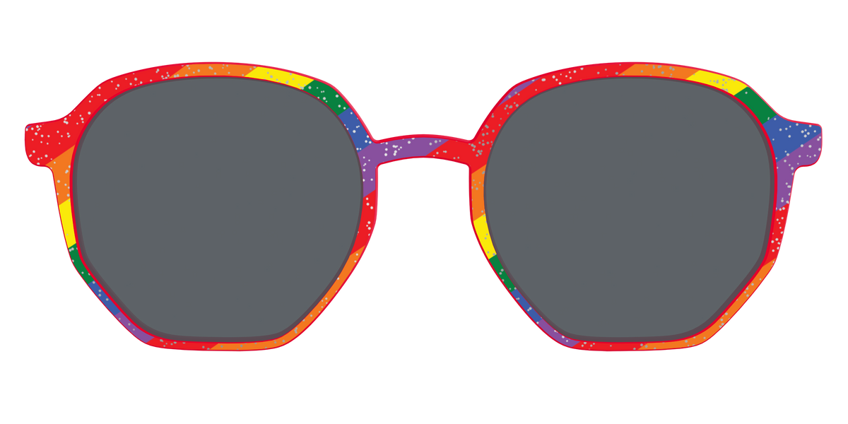 The Polarized Traditional Pride Flag Glitter Sun Top - Front Top Image - Pair Eyewear