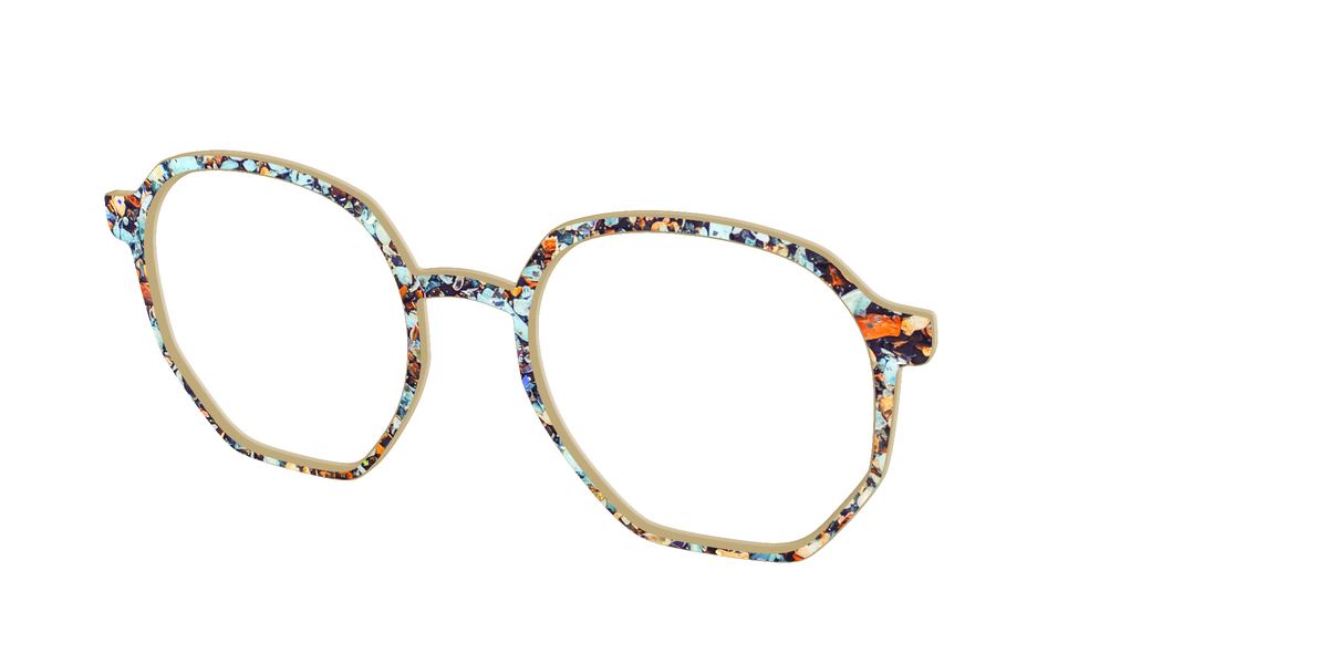 The Seashell Tortoise with Holographic Glitter - Angle Top Image - Pair Eyewear