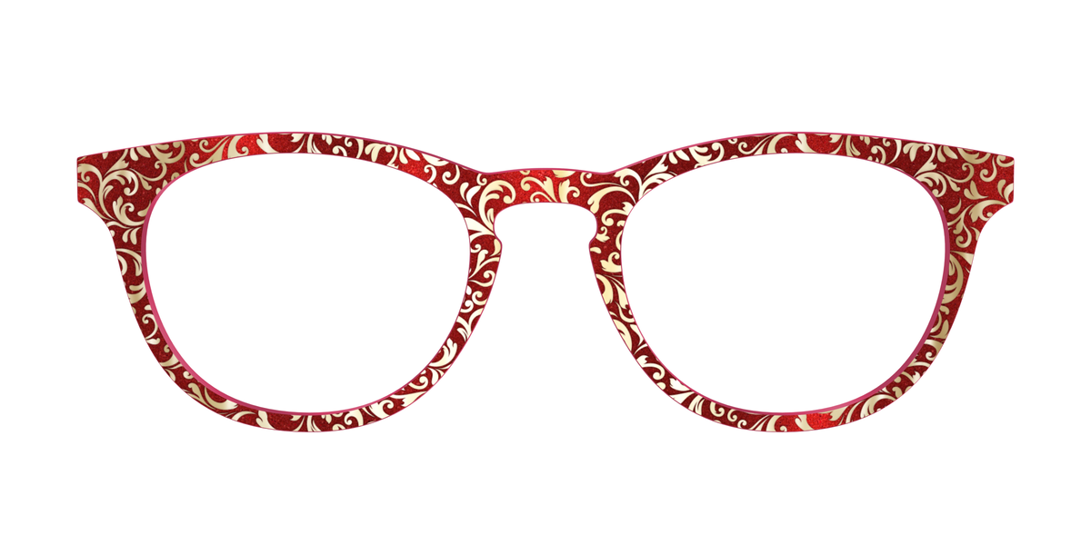 The Crimson Flair Shimmer with Gold Foil - Front Top Image - Pair Eyewear