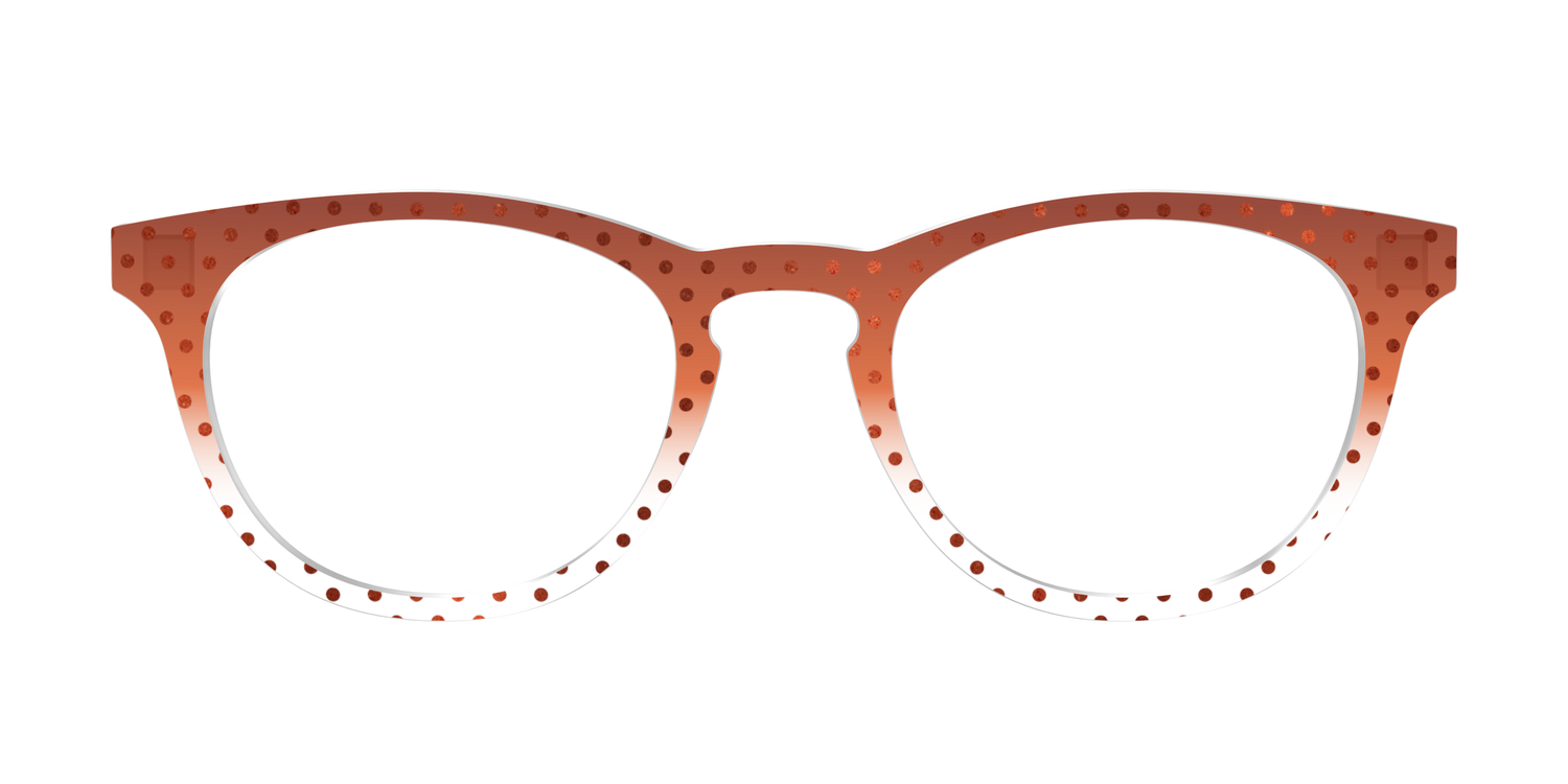 The Inferno Orange Gradient Crystal Polka Dots - Front Top Image - Pair Eyewear