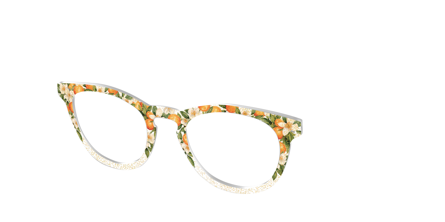 The Orange Blossom Glitter Crystal - Angle Top Image - Pair Eyewear