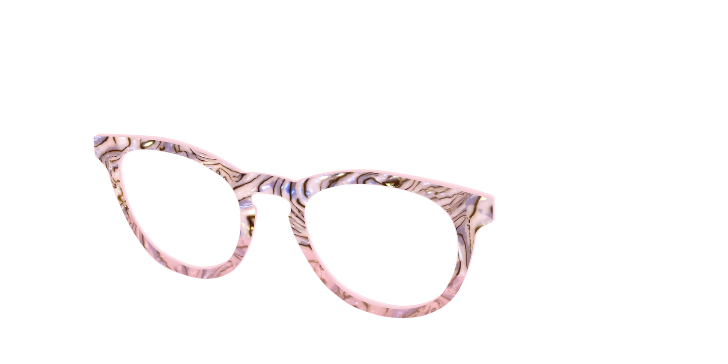 The Pink Conch Shell Pearl Crystal Split - Angle Top Image - Pair Eyewear