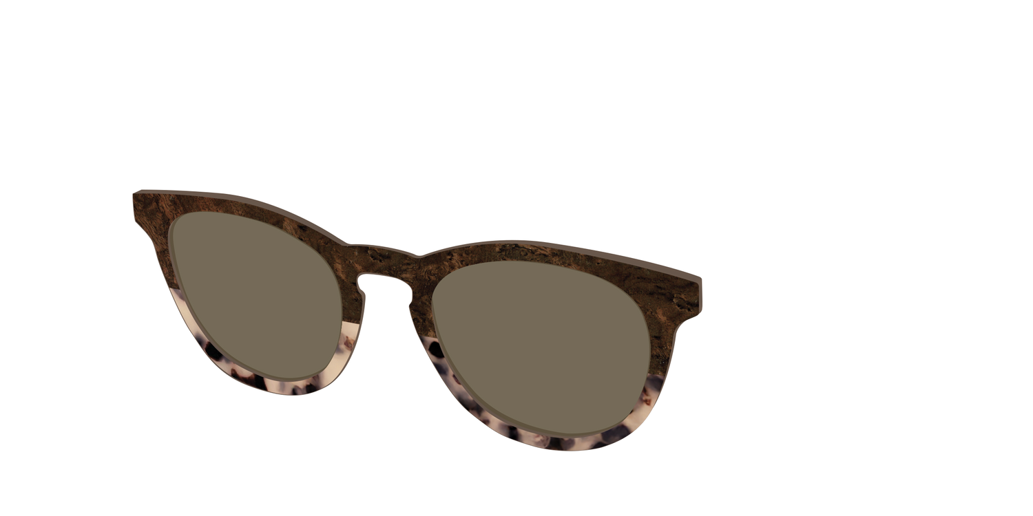 The Polarized Dark Oak Tortoise Split Sun Top - Angle Top Image - Pair Eyewear