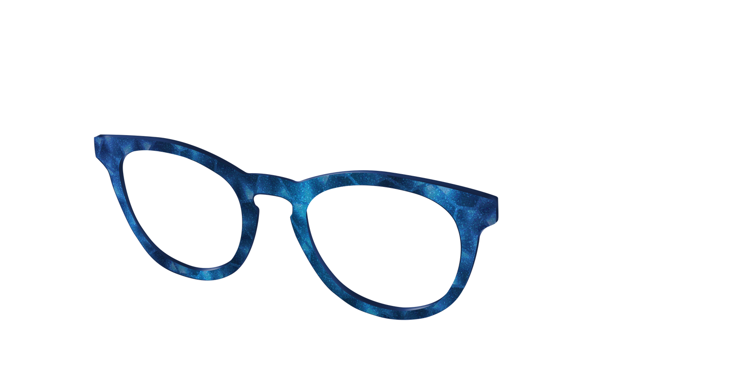 The Shimmering Cobalt Hexagons - Angle Top Image - Pair Eyewear
